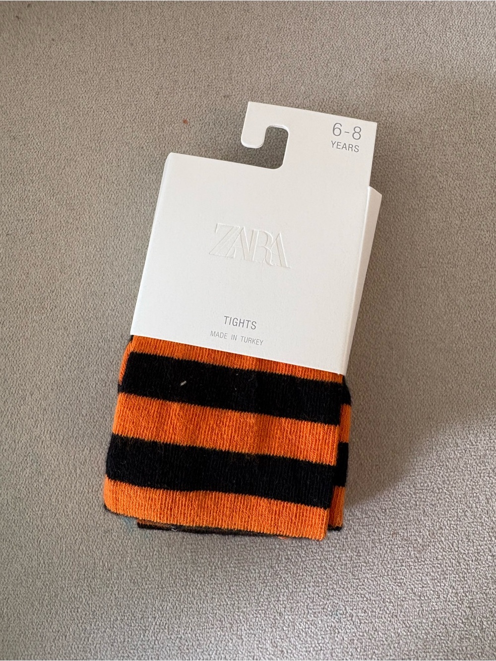 Zara Kids Orange and Black Striped Tights